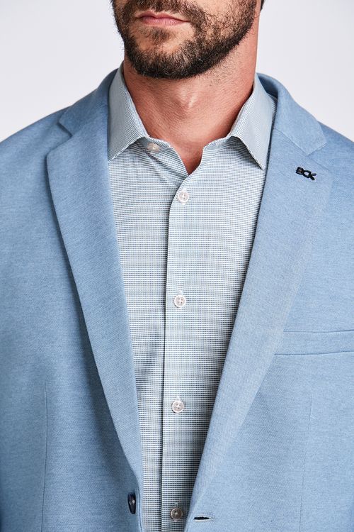 BLAZER SLIM MALHA MESCLA AZUL ACINZENTADO