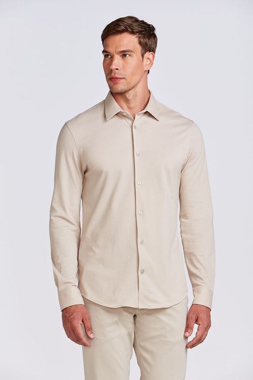 CAMISA M/L CASUAL LISA BEGE