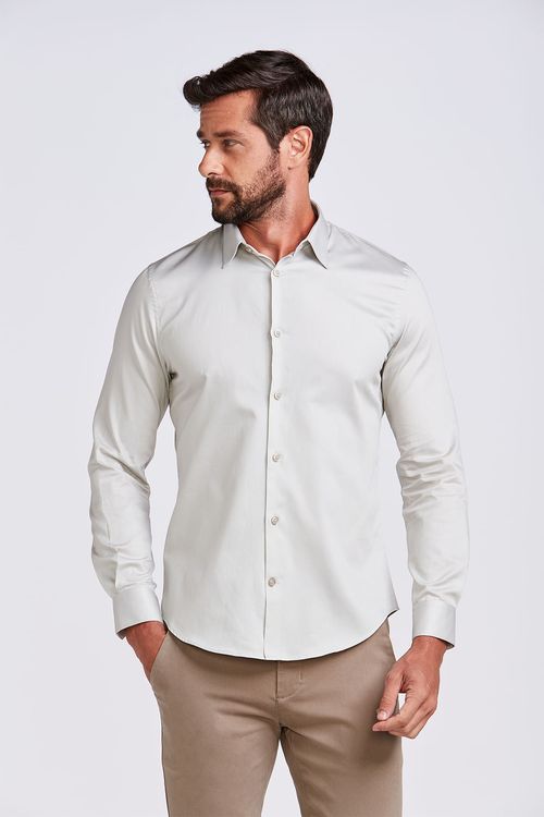CAMISA M/L CONTEMPORÂNEA EASY IRON CINZA