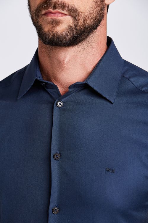 CAMISA M/L OXFORD FIO TINTO AZUL ACINZENTADO