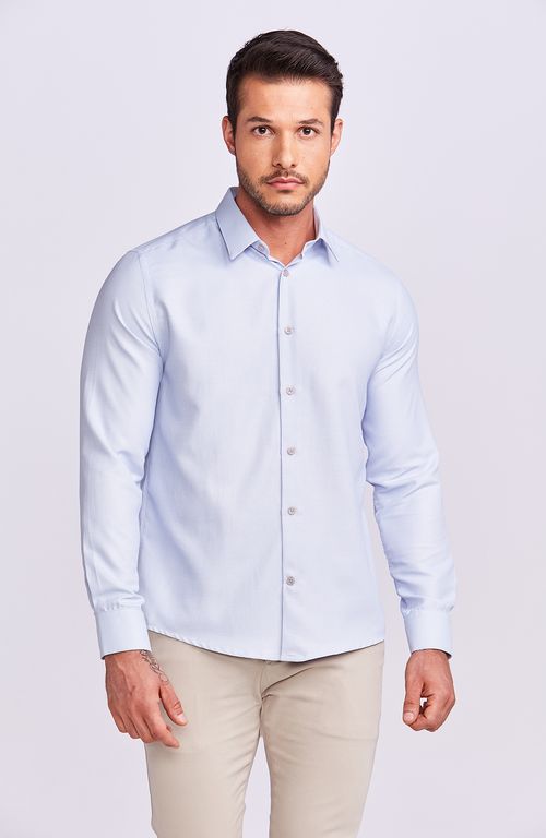 CAMISA M/L CONTEMPORÂNEA EASY IRON AZUL