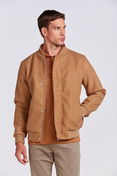 JAQUETA  BOMBER LÃ BATIDA CARAMELO