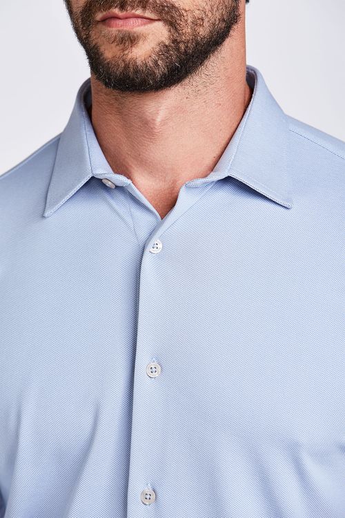 CAMISA MALHA FIO TINTO AZUL CLARO
