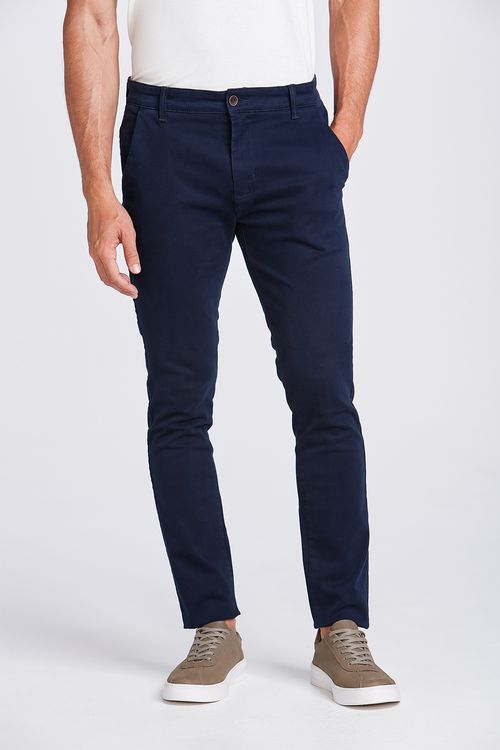 CALÇA SARJA CHINO EXTRA SLIM AZUL ESCURO