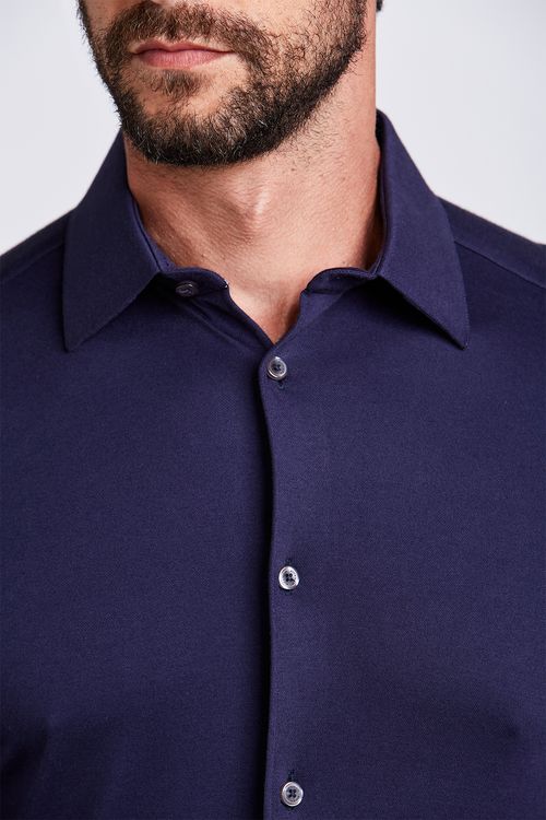CAMISA M/L PIMA PIQUET CASUAL MARINHO