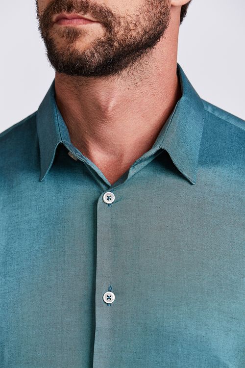 CAMISA CASUAL M/L FL REGULAR VERDE