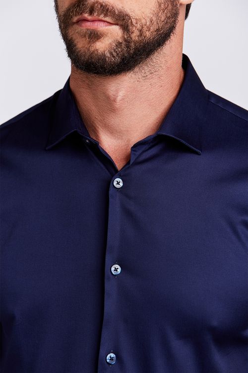 CAMISA CONTEMPORÂNEA SATIN EX SLIM MARINHO