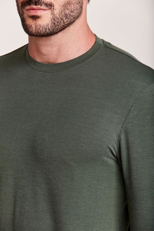 T-SHIRT M/L CASUAL CANELADO VERDE GARRAFA
