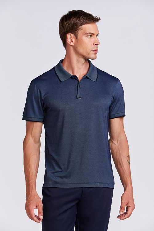 POLO M/C CASUAL VISCO BINADO AZUL  JEANS